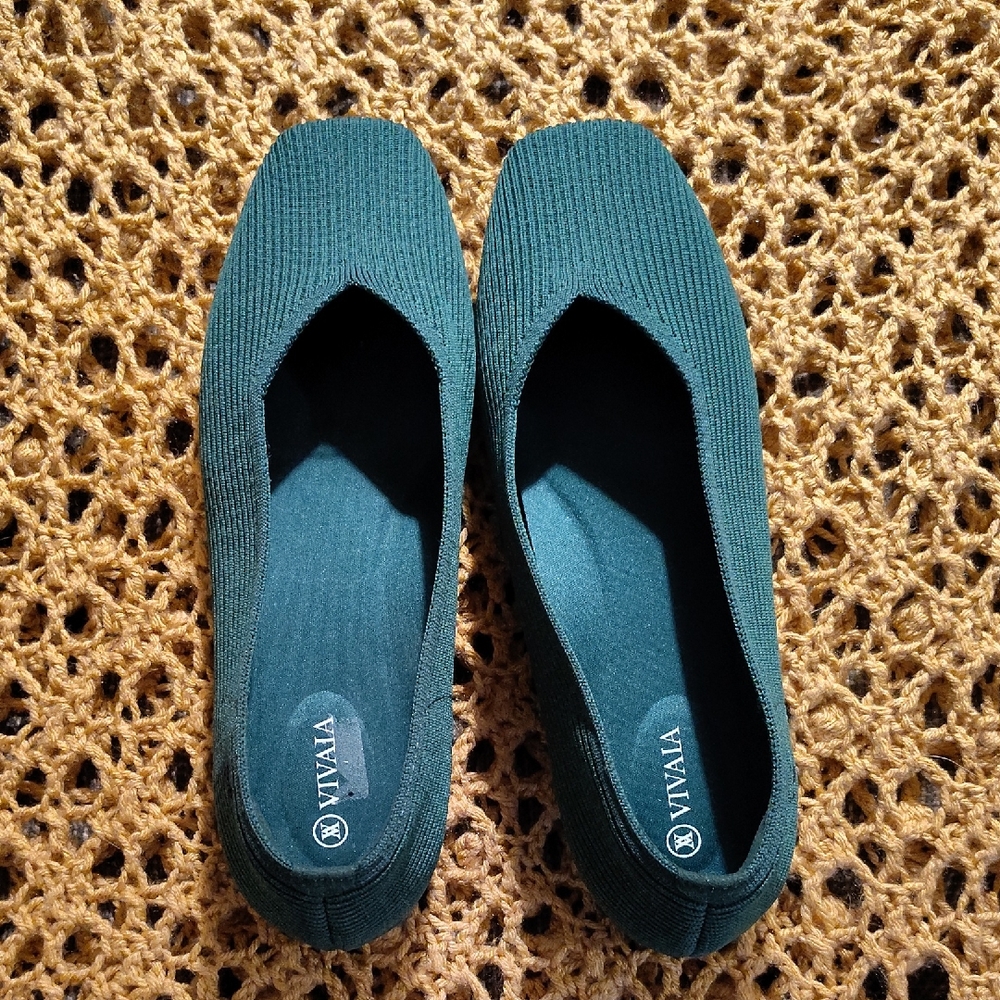 Viviana Forest Green Knit Flats
